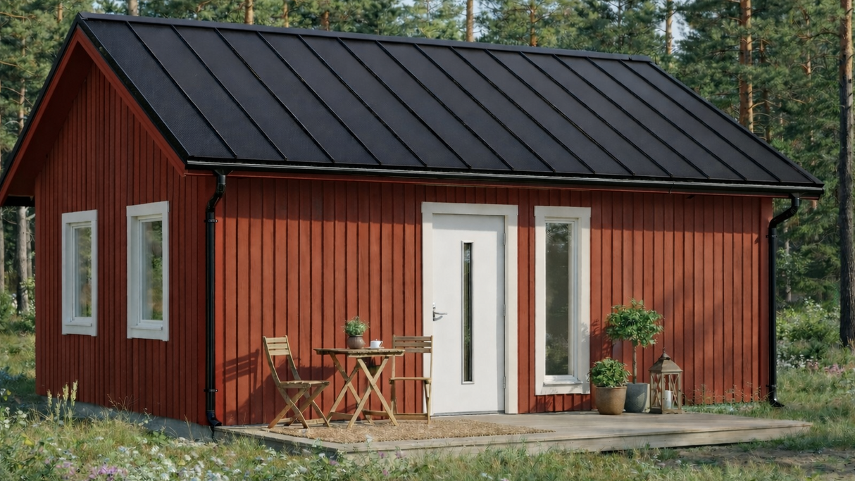 Attefallshus Vånören med 2 rum, kök/allrum och toalett 42kvm