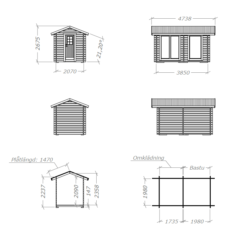 Bastupaket Stormören BL 8 kvm & Harvia 20 pro