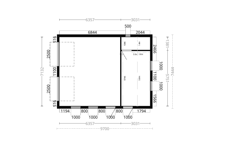 Dubbelgarage Sandholmen med lägenhet och toalett 22kvm totalt 72kvm