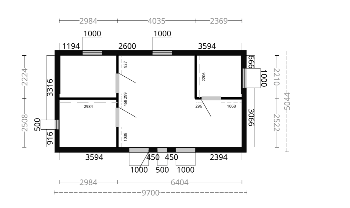 Attefallshus Ammarfjället 2 rum Kök/allrum och toalett 49 kvm