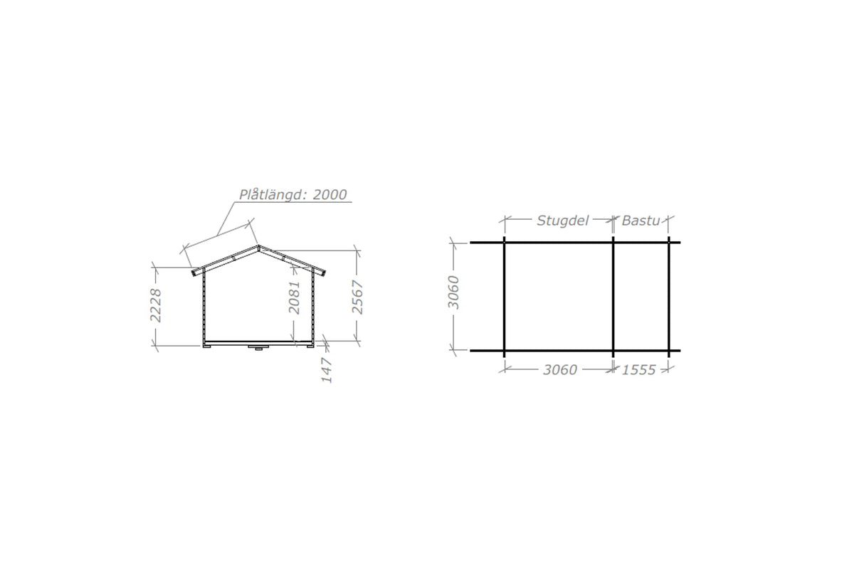 Bastustuga tät grundmodell 15 kvm