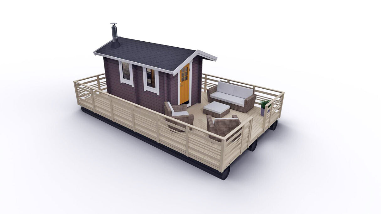 Bastuflotte Näverön 8m med Bastu BL 8 kvm