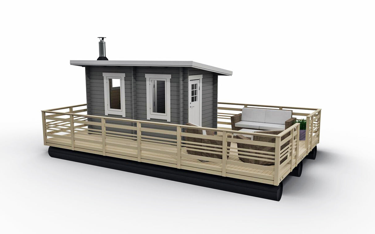 Bastuflotte Malören 8m med Funkisbastu 8 kvm