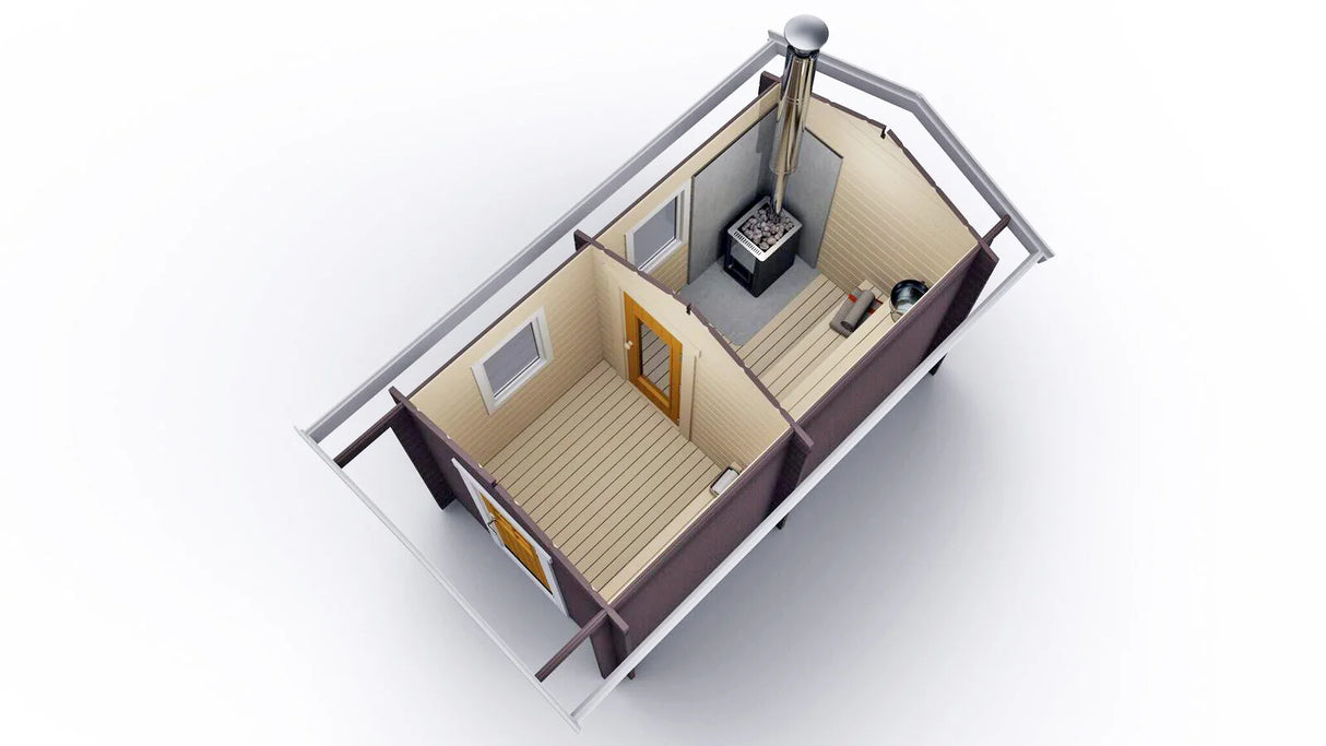 Bastuflotte Näverön 8m med Bastu BL 8 kvm
