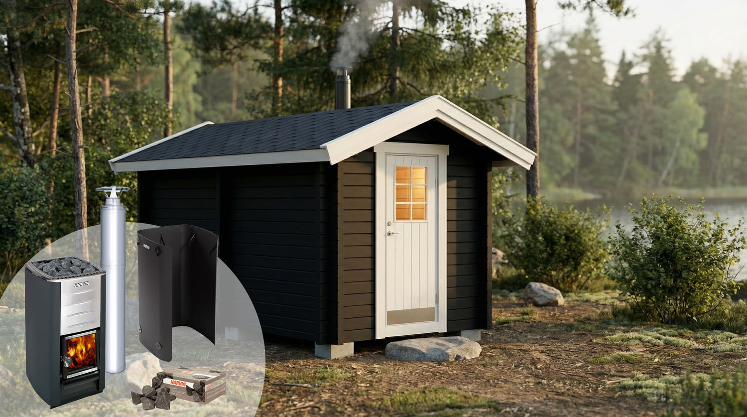 Bastupaket Börstskär 8 kvm & Harvia M3