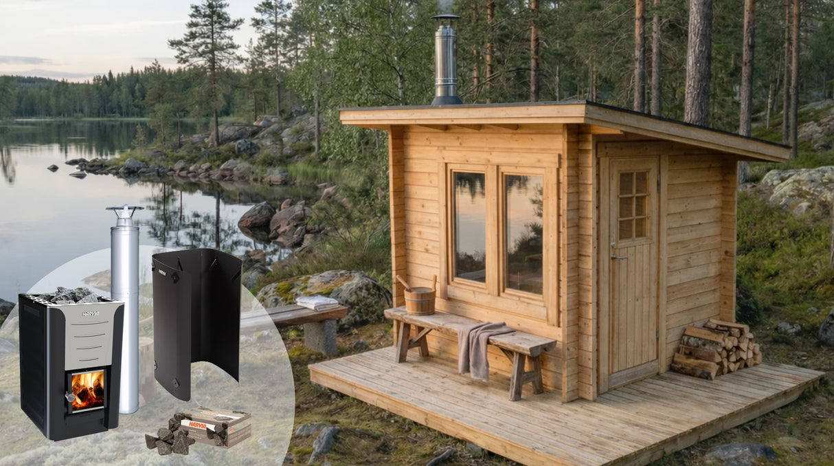 Bastupaket Brändöskär Funkis 5 kvm & Harvia 20 pro
