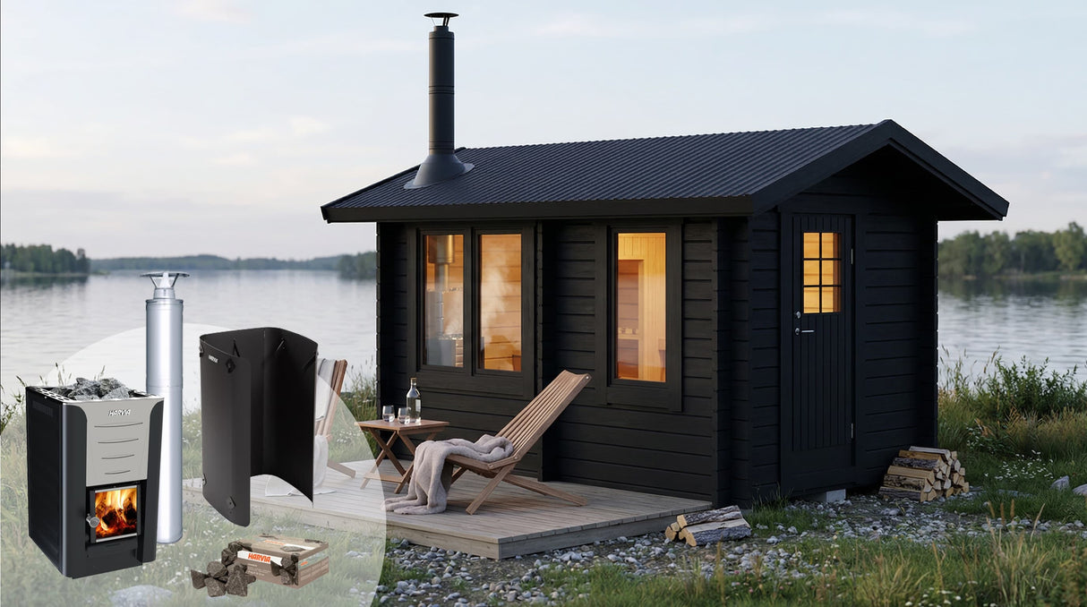 Bastupaket Krokhällan BL 8 kvm & Harvia 20 Pro