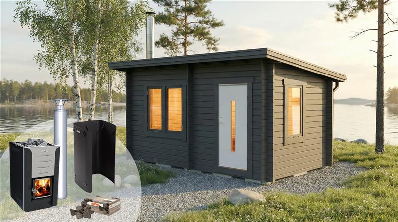 Bastupaket Bastustuga Skogskär Funkis 12 kvm & Hariva 20 Pro