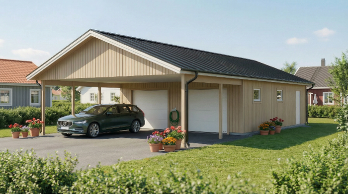 Dubbelgarage Nallo 81 kvm med Carport