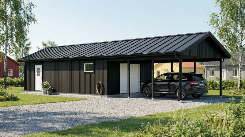 Enkelgarage Snusan 49 kvm med Carport 