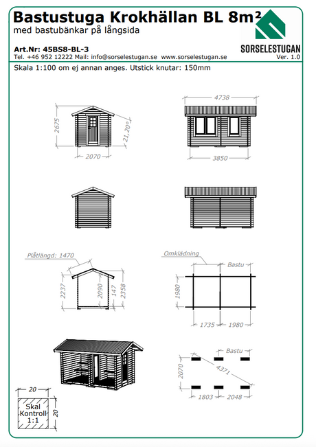 Bastustuga Krokhällan BL 8 kvm