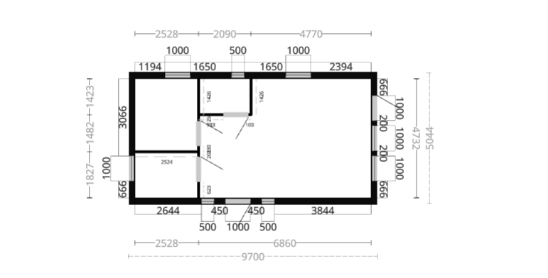 Attefallshus Norrskär 2 rum, Kök/allrum och toalett 49kvm