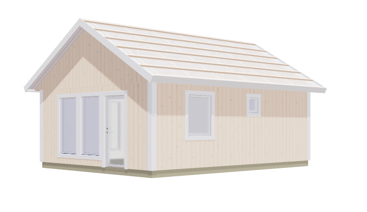 Attefallshus Vånören med 2 rum, kök/allrum och toalett 42kvm