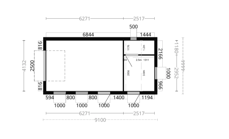 Attefallsgarage Sälskär med lägenhet och toalett 11kvm totalt 40kvm