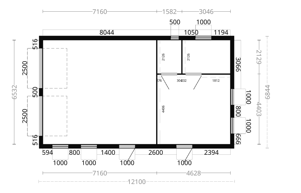 Dubbelgarage Grytskär med lägenhet 2 rum, toalett 32kvm totalt 85kvm