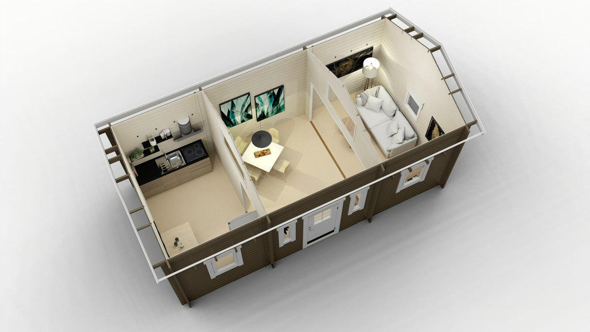 Attefallshus Lövskär Loft Torp 30 kvm med tre rum