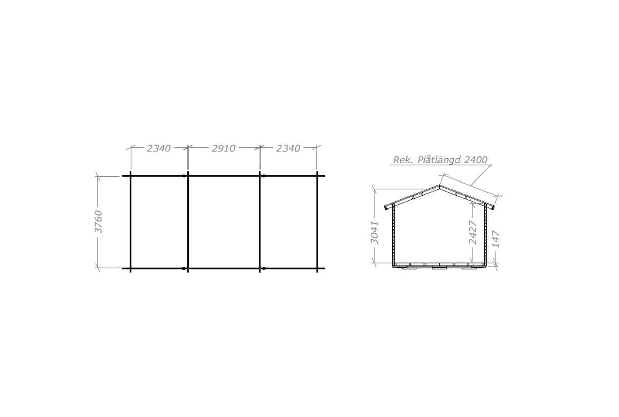 Hytte Tett Grunnmodell torp med tre rom 30 kvm