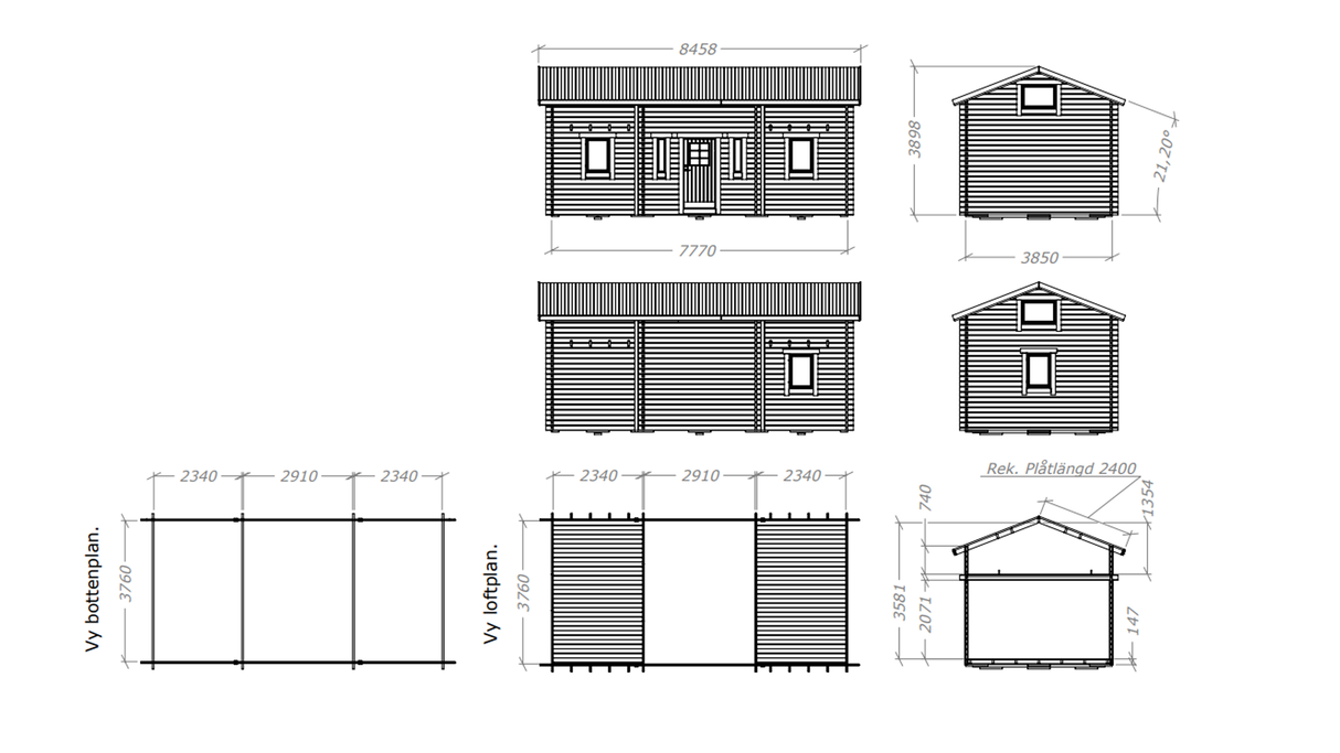 Attefallshus Lövskär Loft Torp 30 kvm med tre rum