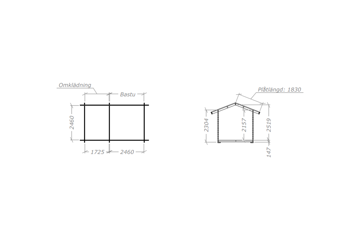 Badstue tett grunnmodell DL 11 kvm