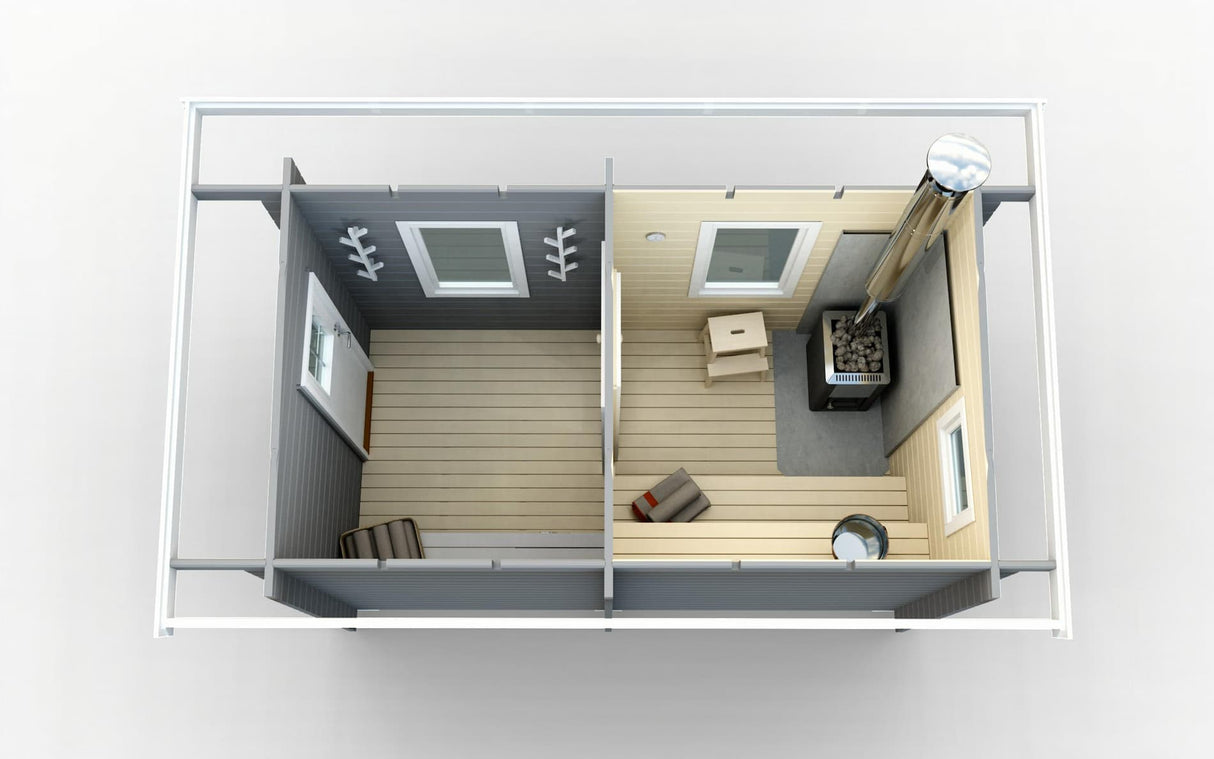 Bastuflotte Malören 8m med Funkisbastu 8 kvm