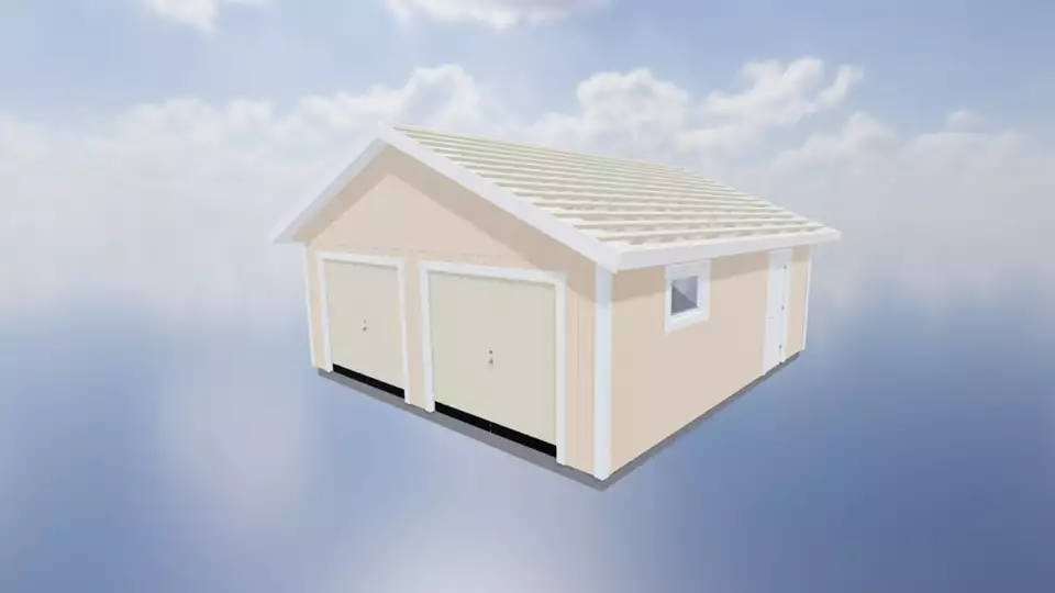 Dubbelgarage Syter 50 Kvm Obehandlad Med Slagport Utan Tak